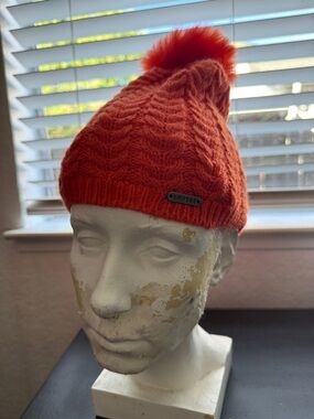 Empyre Orange Cable Knit Pom Beanie
